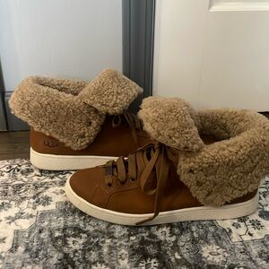 UGG Shoes | UGG Lace Up Sherpa Sneakers | Color: Brown/Cream | Size: 9.5